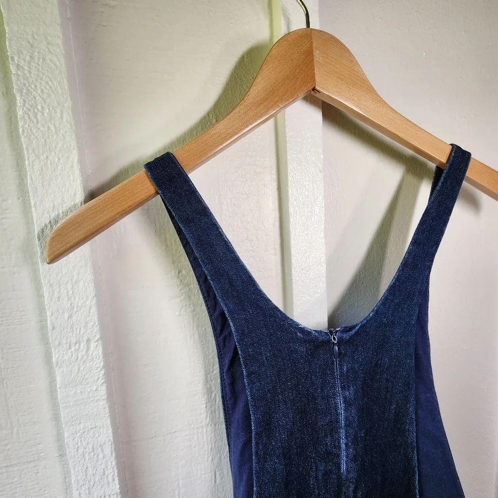 Zara Trafaluc Denim Overall Skirt Dark Blue Mini Size Large - Picture 10 of 13